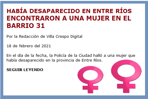 MUJER ENCONTRADA